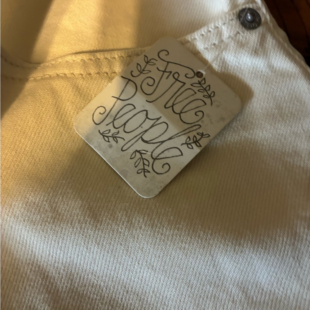 Free People Cream Frayed-Hem High-Waist Mini Skirt - Picture 5 of 6